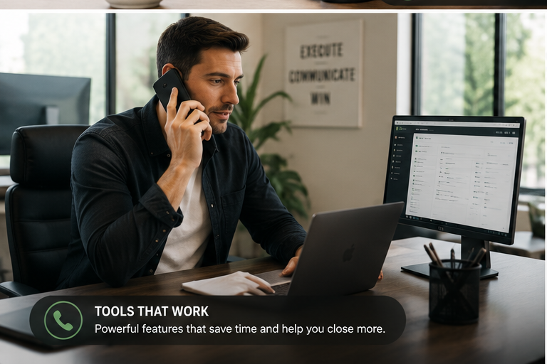 Real estate agent calling a lead from their CRM