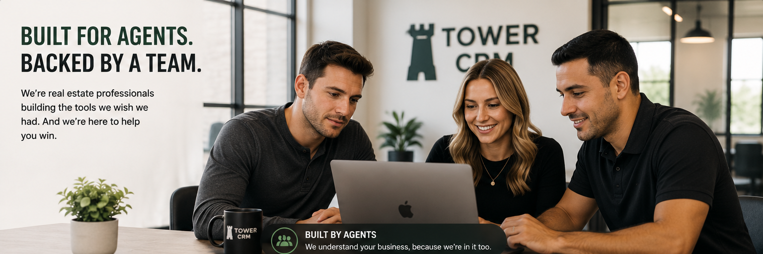 Small real estate team collaborating around a laptop